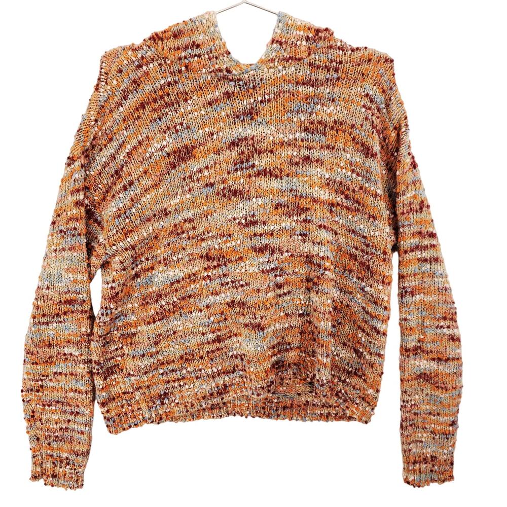 Love Always Hoodie Womens Medium Multicolor Confetti Long Sleeve Knit Pullover